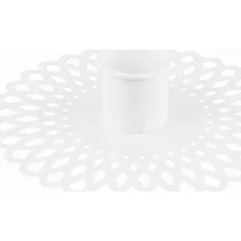 Svícen SVÍCEN DORIS na stolní svíčku BÍLÝ, průměr 10 cm