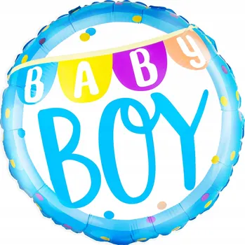 Balónek Fóliový balónek KULATÝ modrý BABY BOY na oslavu narození miminka 45 cm