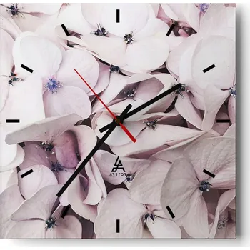 Hodiny Velké nástěnné hodiny na zeď 40x40 Květiny Skleněné hodiny Čtvercové Tiché