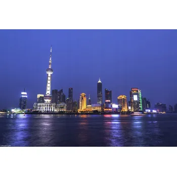Obraz Plakát Panorama Šanghaje bez rámu 30 x 20 cm
