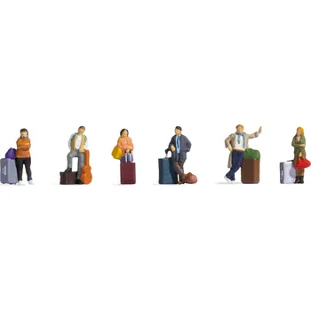 TT - Cestující s kufry, 6 figurek / NOCH 45217