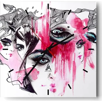 Hodiny Velké nástěnné hodiny 40x40 Ženské oko Skleněné hodiny Tiché