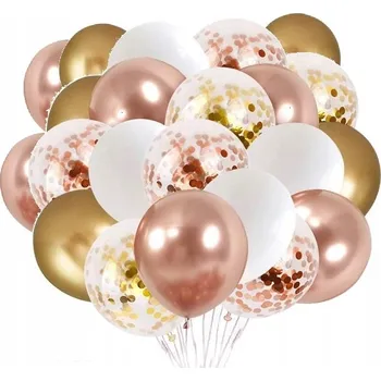 Balónek Balónky ZLATÉ BÍLÉ ROSE GOLD s konfetami