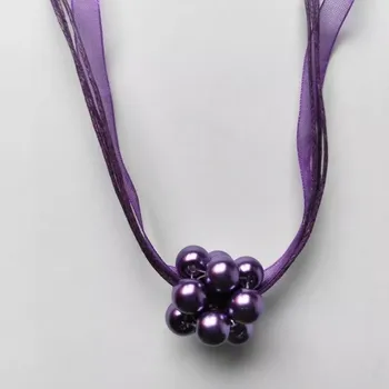 Souprava šperků Tmavě fialová perlová kulička s náušnicemi