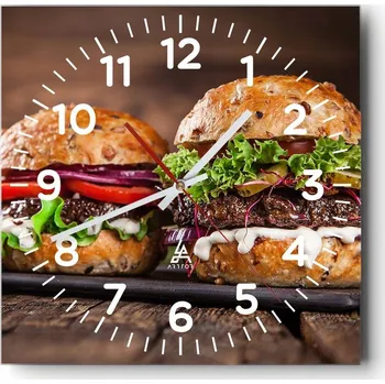 Hodiny Kuchyňské nástěnné hodiny 30x30 Gastronomie Skleněné hodiny do obýváku Tiché