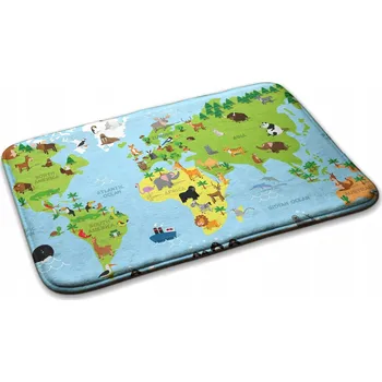 Koberec Koberec Hustý koberec do dětského pokoje pro děti - Mapa zvířat světa