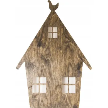 Lampička Nástěnná noční LED lampa Chatka, dřevěná lampička pro děti Domeček