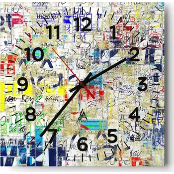 Hodiny Nástěnné hodiny do obýváku 40x40 Graffiti Tiché hodiny na skle Bez hlučný chod