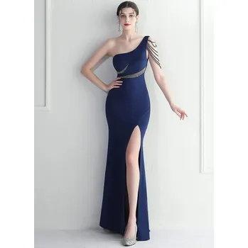 Dámské šaty Sexy dlouhé šaty na svatbu Sequins SQ1159 Barva: Tmavě Modrá, Velikost: 2XL