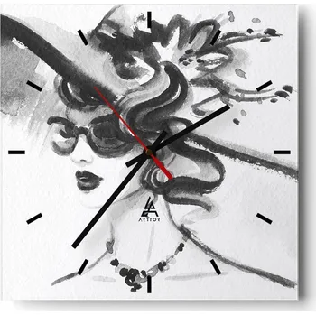 Hodiny Nástěnné hodiny do kuchyně 30x30 Žena Stylové hodiny na skle Loft Tiché