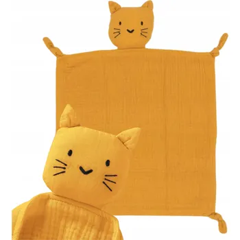 plyšák Plyšový Mazlíček Přítulníček Deka Mušelínová utěrka Plenka Kočička pro děti Oranžová