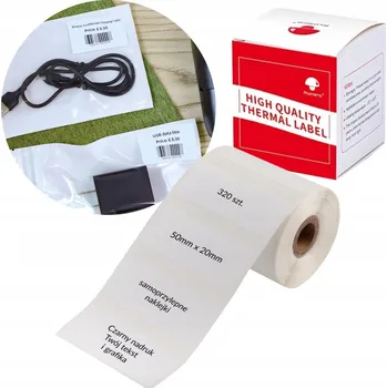 Příslušenství pro čtečku elektronické knihy Phomemo M110 termální štítky 50x20mm 320ks bílé fólie samolepicí