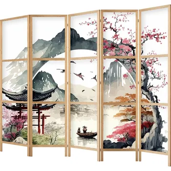 Paraván Závěs do kadeřnictví, Paraván salon, nástěnná 225x172 cm, barevná