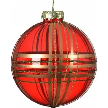Vánoční ozdoba Vánoční Koule skleněná zdobená vánočními pruhy