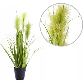 umělá květina Zelená umělá rostlina s limetkovou pampovou trávou, výška 56 cm v květináči