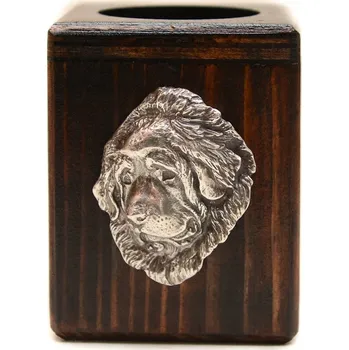 Svícen Tibetská doga dřevěný svícen se psem, na čajovou svíčku (tealight)