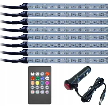 Osvětlení interiéru vozidel RGB LED osvětlení interiéru auta 8x12 LED s hudebním režimem