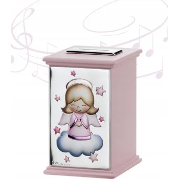 Pokladnička Pokladnička s hrací skříňkou a andílkem 8x8 V12 Růžová