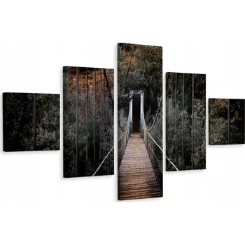 Obraz Vícedílný obraz LES Příroda Závěsný most 3D 250x150