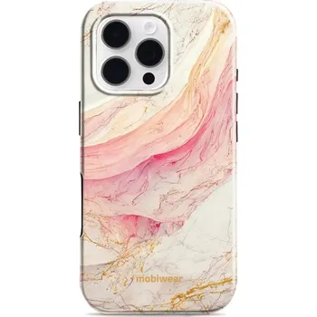 Pouzdro na mobilní telefon Odolný obal Mobiwear Elite Pro - Apple iPhone 16 Pro - EP32E Růžový a zlatavý mramor (Odolné pouzdro, obal kryt Mobiwear Elite Pro - maximální ochrana mobilu, zesílené hrany, přesné výřezy, pohodlné držení, odolná grafika, kvalitní materiály)