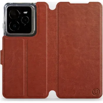 Pouzdro na mobilní telefon Flipové pouzdro Mobiwear - Realme GT 7 Pro - Hnědé a šedé (Knížkové flip pouzdro, obal, kryt na mobil Realme GT 7 Pro - Hnědé a šedé, materiál Umělá kůže + TPU - ochrana 360°, stojánek, silikonová vanička, magnetické zavírání)