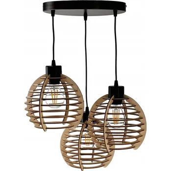 Závěsné svítidlo LED-ONE loft dřevo koule 3-bodové osvětlení E27