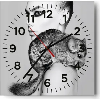 Hodiny Nástěnné hodiny do obýváku 40x40 Žena Bezhluké hodiny na skle Tiché