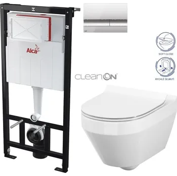 ALCA Předstěnový instalační systém s chromovým tlačítkem M1721 + WC CERSANIT CLEANON CREA OVÁL + SEDÁTKO AM101/1120 M1721 CR1