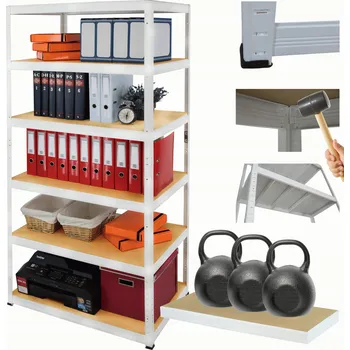 regál Dílenský regál kovový stojan HELIOS 196x90x45cm 6 polic x 350kg ZÁTĚŽOVÝ POLSKÝ