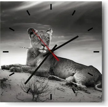 Hodiny Velké nástěnné hodiny 40x40 cm Zvířata Skleněné tiché hodiny