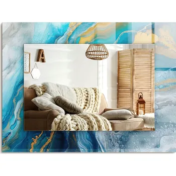 Zrcadlo Dekorativní nástěnné zrcadlo s potiskem Abstraktní Mramor Pryskyřice 80x60 cm