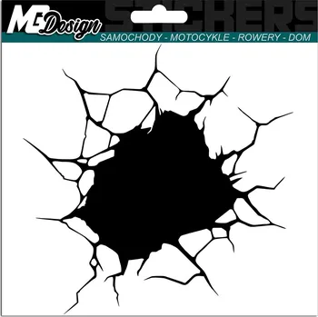Samolepicí dekorace na vozidlo SAMOLEPKA na auto DÍRA ROZBITÉ SKLO 15x15 cm