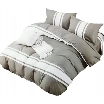 Povlečení POVLEČENÍ 160x200 SATÉN 2 POVLAKY NA POLŠTÁŘE 70x80 3 Č. SADA POVLEČENÍ ŠEDÉ PRUHY