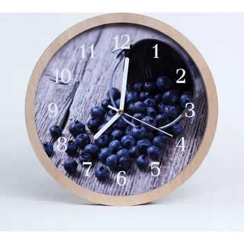 Hodiny Nástěnné hodiny z překližky kulatý loft Jahody 20cm