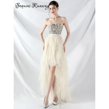 Dámské šaty Dlouhé svatební šaty Sequins SQ1157 Barva: Stříbrná, Velikost: XL