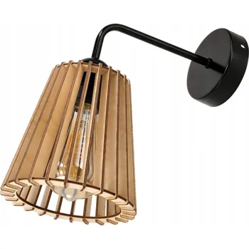 Nástěnné svítidlo Nástěnná lampa, pevná, jednoduchá LOFT, stínidlo PYRAMIDKA, dřevo, pro 1x E27