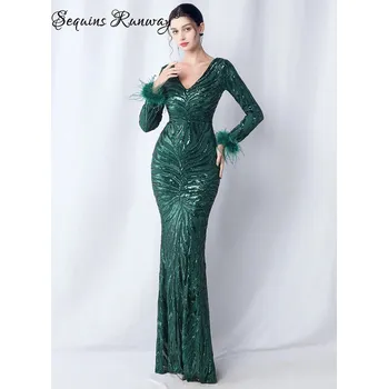 Dámské šaty Plesové šaty dlouhé Sequins SQ1200 Barva: Zelená, Velikost: XL