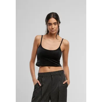 Ladies Short Velvet Top - black S