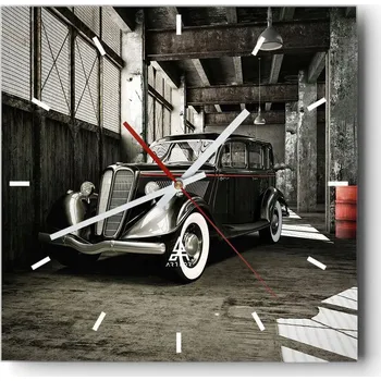 Hodiny Velké nástěnné hodiny na zeď 40x40 Motorismus Skleněné hodiny Tiché