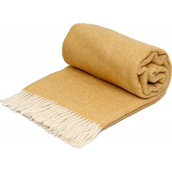 Prostěradlo Deka Rena Home vlněná 140 cm x 200 cm žlutá