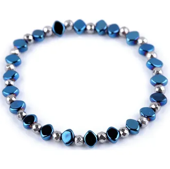 Náramek Náramek pružný hematitový Varianta: 3 modrá platina, Balení: 1 ks
