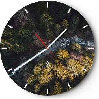 Hodiny Nástěnné hodiny do kuchyně 30x30 Les Skleněné hodiny do obýváku Loft Tiché