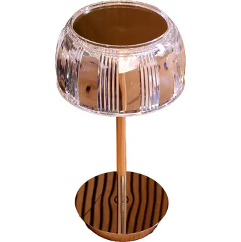 Lampička LED stolní lampa kovová zlatá retro dotykový panel křišťálová lampička