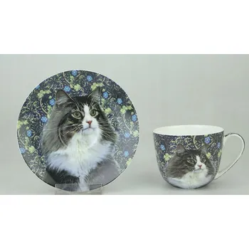 P4Y, šálek 280 ml s podšálkem - WILLIAM MORRIS CAT, kočka
