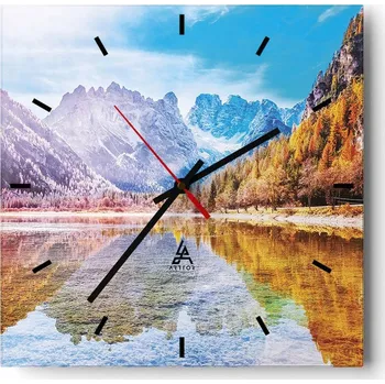 Hodiny Velké nástěnné hodiny 40x40 Krajina Skleněné hodiny Tiché