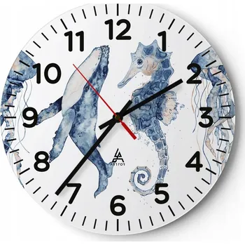 Hodiny Kuchyňské nástěnné hodiny 30x30 Zvířata Moderní skleněné hodiny Obývací pokoj Tiché