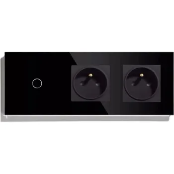 vypínač JEDNODUCHÝ DOTYKOVÝ SPÍNAČ 1K DVOJITÁ ZÁSUVKA SKLENĚNÝ