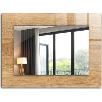 Zrcadlo Zrcadlo s potiskem do koupelny obývacího pokoje Dřevo se strukturou 80x60 cm