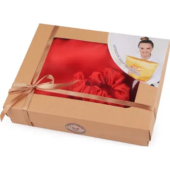 Saténová Beauty sada na spaní, povlak a scrunchie gumička Varianta: 12 červená, Balení: 1 ks