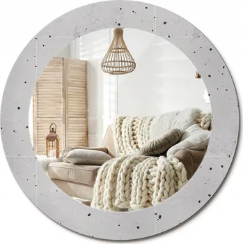 Zrcadlo Zrcadlo nástěnné s ozdobným skleněným rámem Betonová textura průměr 60 cm